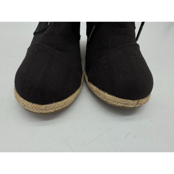 Toms Women's Rope Desert Wedge Bootie Canvas Lace Up Size 7.5 Black Casual - Picture 11 of 12